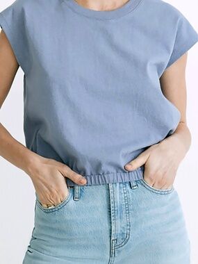 Madewell Organic Cotton Banded Hem Tee Blue